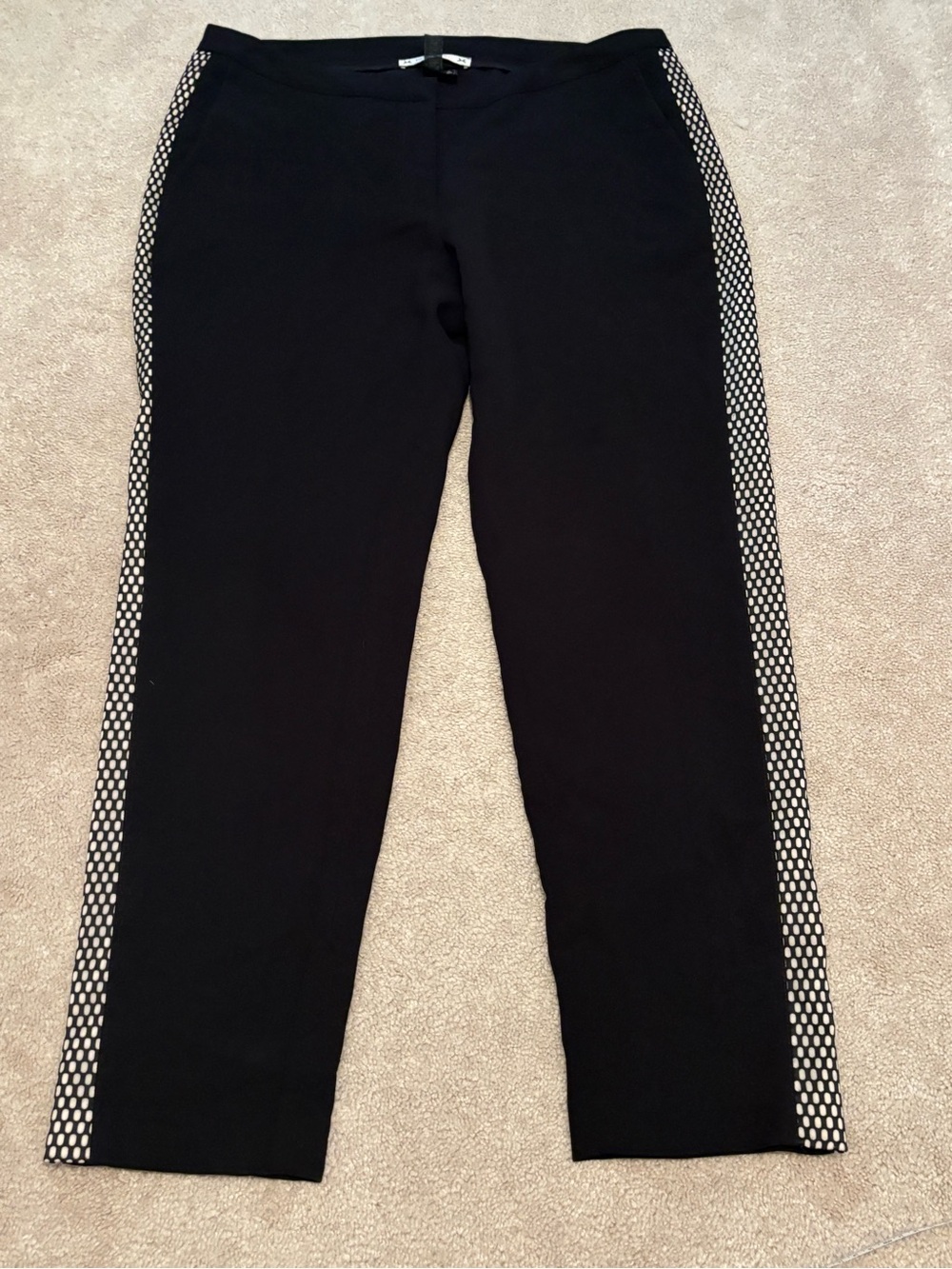 Yoana Baraschi Black Knit Trousers Women’s Size 12 Side Grid Detailing NYC